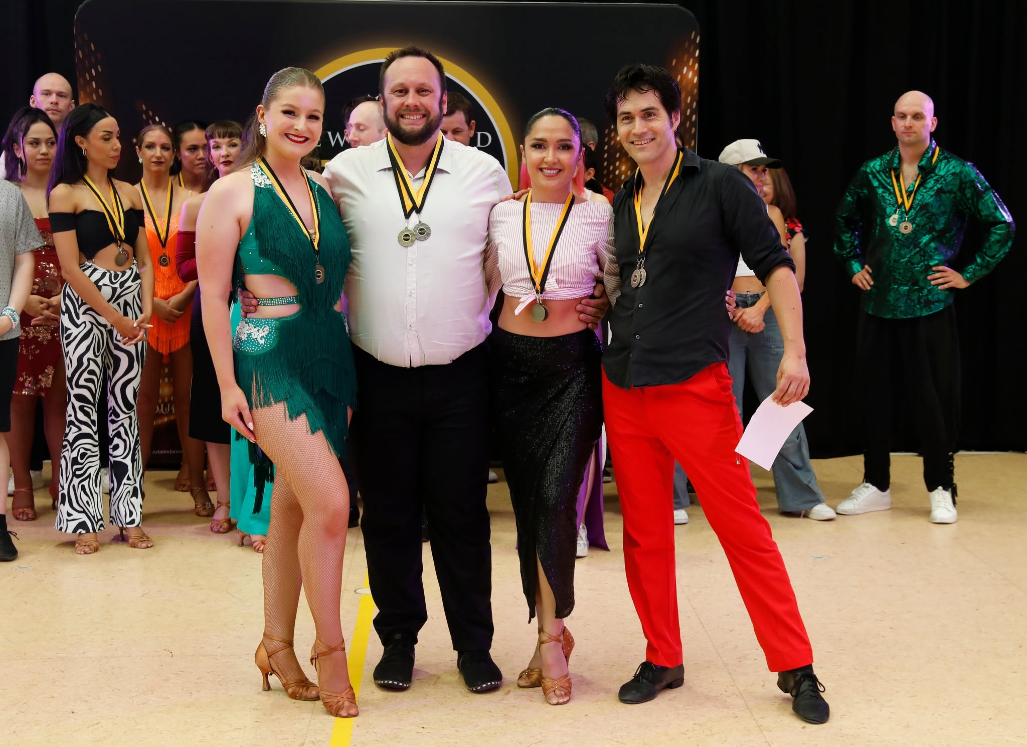 Medal presentation with dancers on the floor