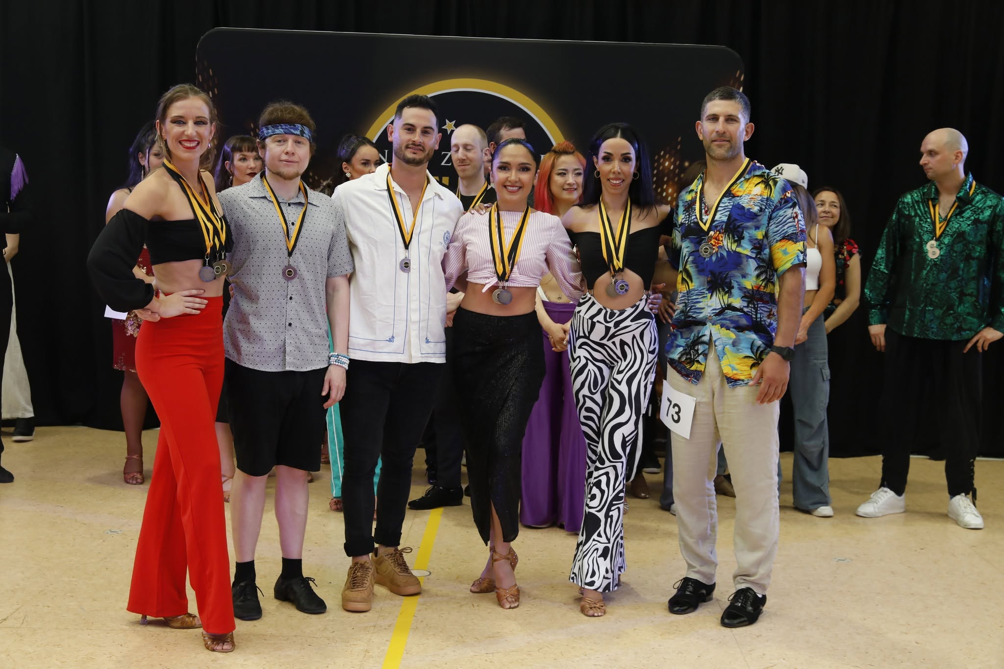 Group of medalists celebrating together